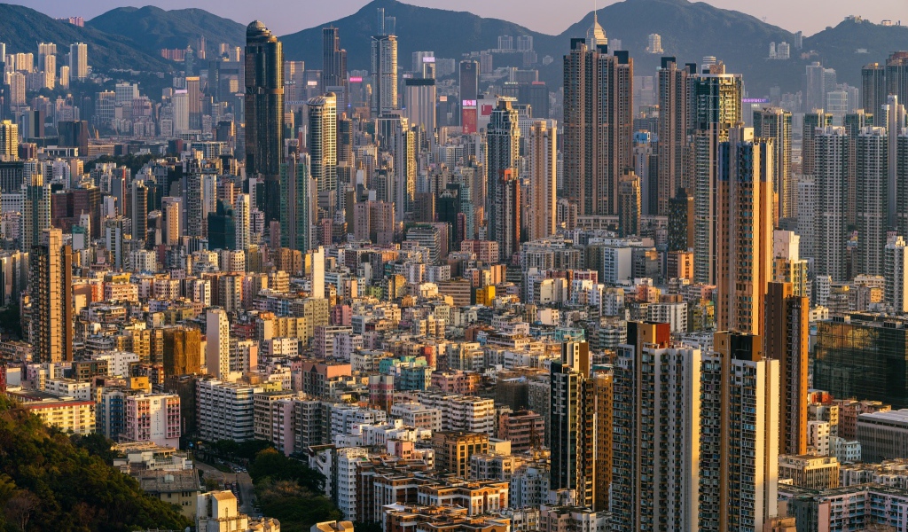 Панорама города Гонконг, Китай 