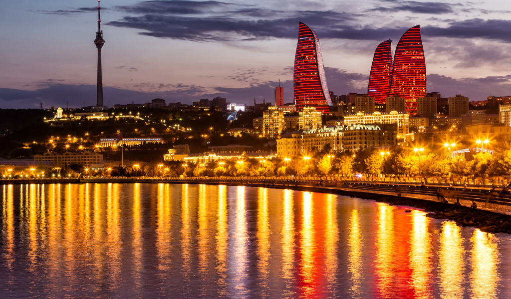 Огни вечернего Баку 