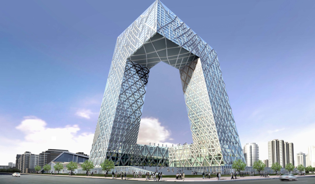 Необычное здание, штаб-квартира Центрального телевидения КНР в Пекине 