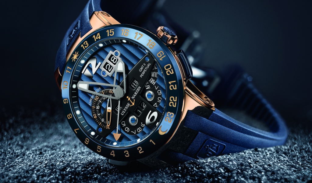 Синие стильные часы Ulysse Nardin 