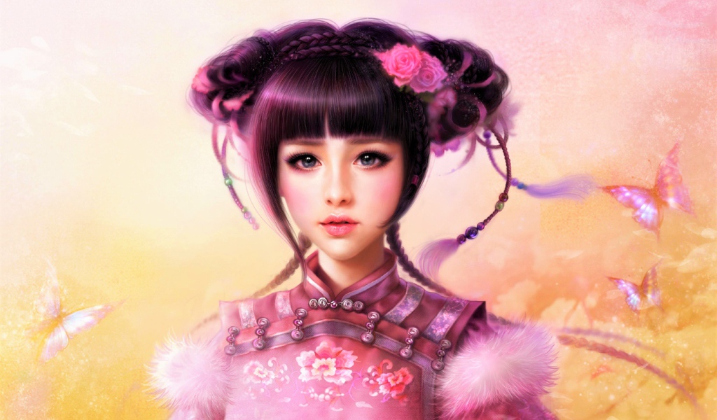 Красивая молодая девушка азиатка фэнтези