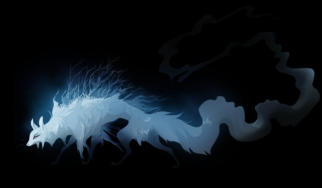 Фантастическое животное из тьмы на черном фоне