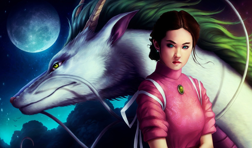 Девушка с белым драконом фэнтези Унесённые призраками