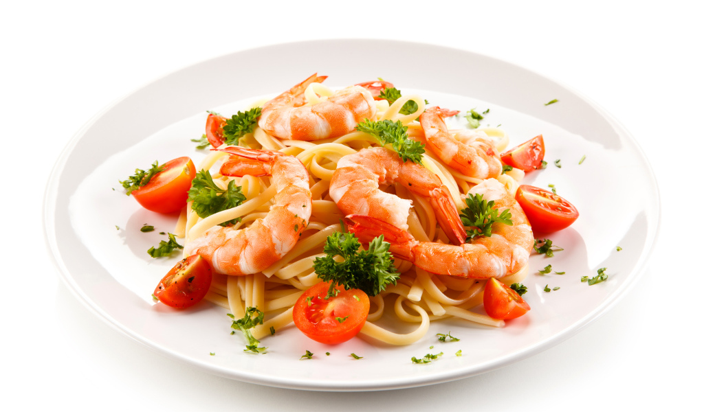 Макароны с креветками 