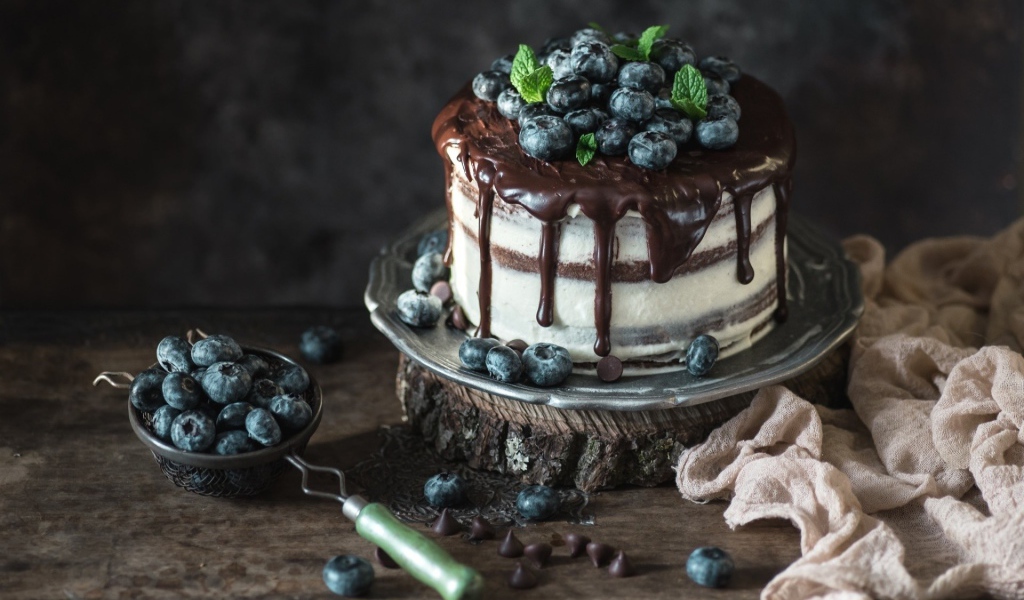 Аппетитный торт с черникой и шоколадом 