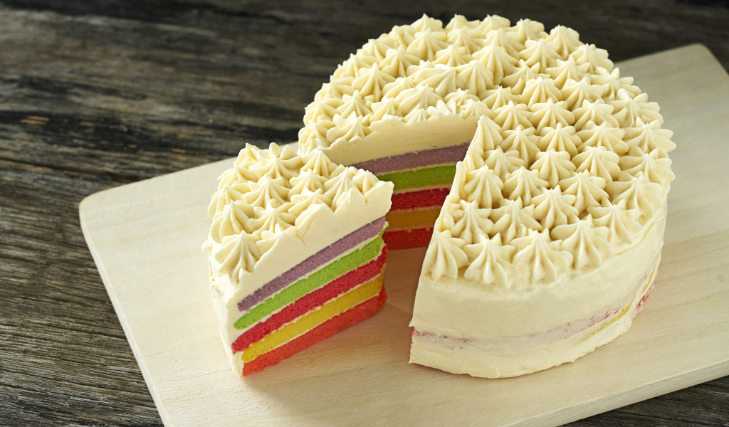 Красивый разноцветный торт с масляным кремом 