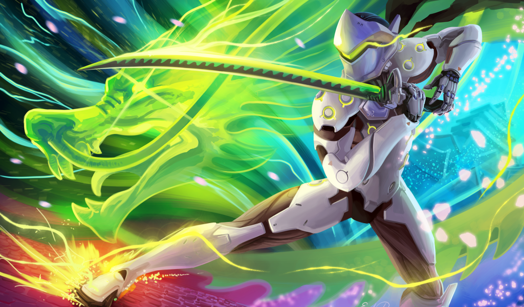 Киборг Гэндзи персонаж игры Overwatch 