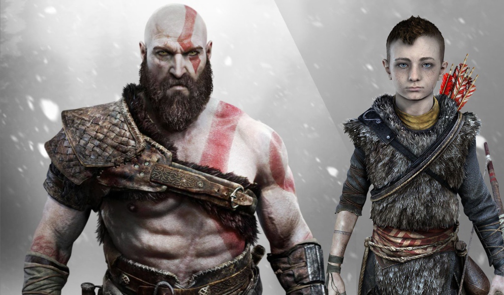 Кратос с сыном персонажи игры God of War