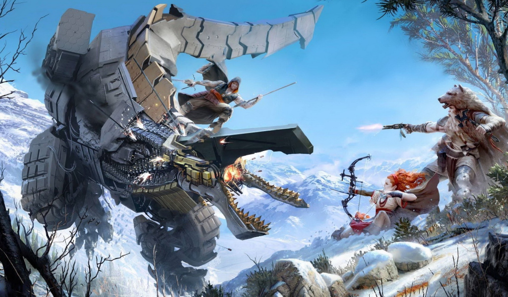 Зимняя охота Алой игра Horizon Zero Dawn 