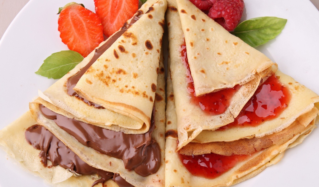 Блинчики с шоколадом и джемом на Масленицу 2017 