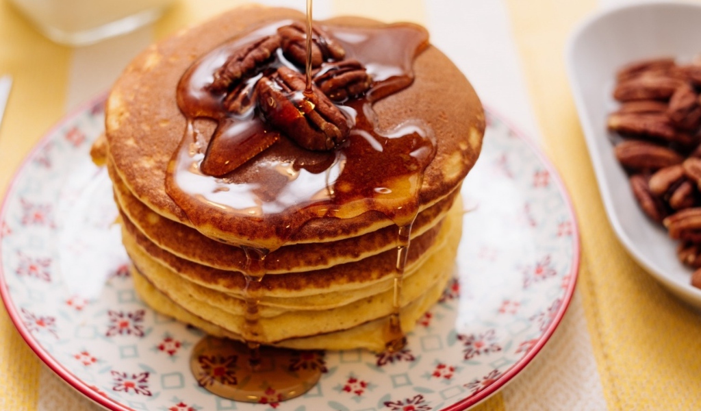 Pancakes with nuts and honey on Shrove Tuesday