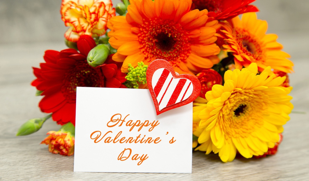 Букет гербер с валентинкой на День Святого Валентина, 14 февраля