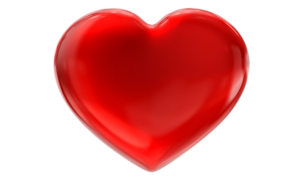 Большое красное сердце на белом фоне 