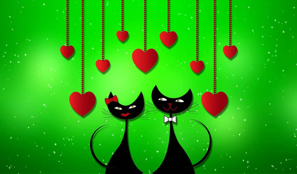 Влюбленные черные коты 