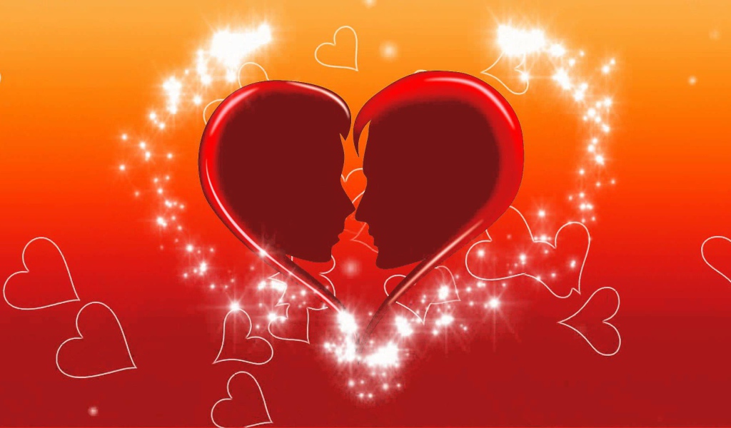 Образы влюбленной пары в сердце 