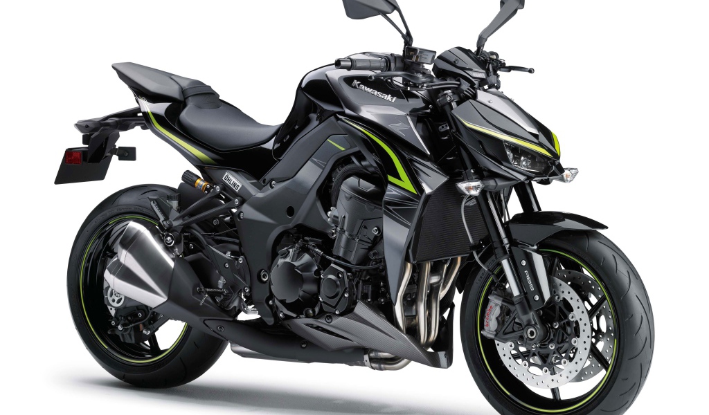 Стильный  черный мотоцикл Kawasaki Z1000R, 2017