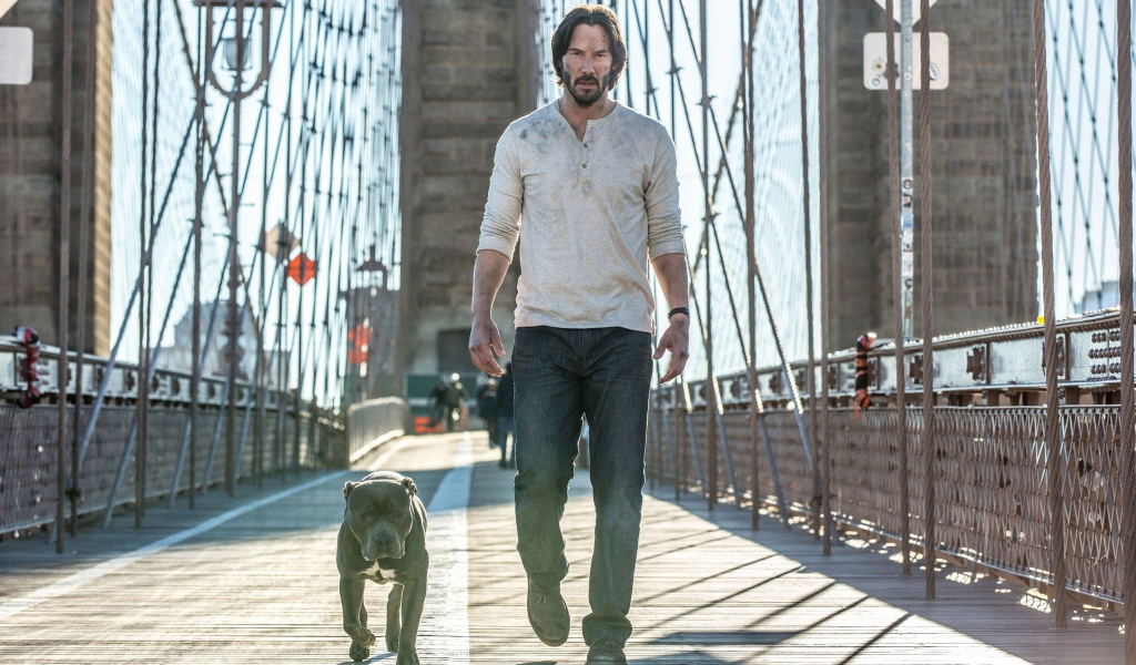 Актер Киану Ривз с собакой фильм Джон Уик 