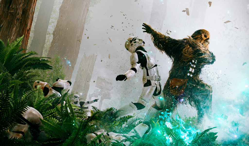 Чубакка сражается с имперскими штурмовиками, Звездные войны 