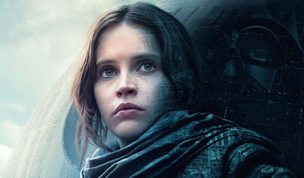 Джин Эрсо и силуэт Дарта Вейдера Изгой-один. Звёздные войны Истории 