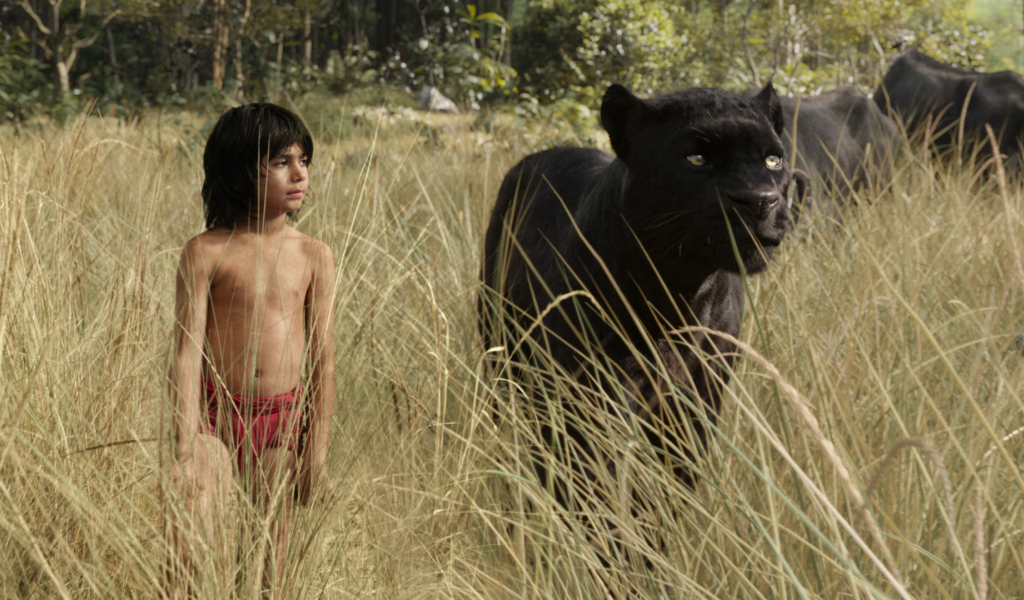 Маугли и Багира персонажи фильма Книга джунглей 2016 