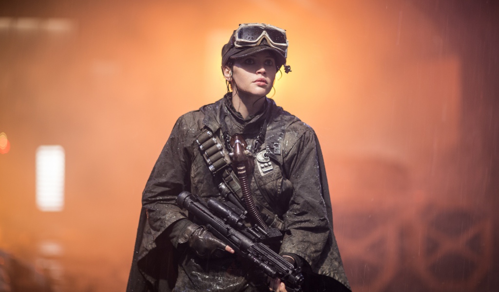 Персонаж Джин Эрсо с оружием фильм Изгой-один. Звёздные войны Истории 