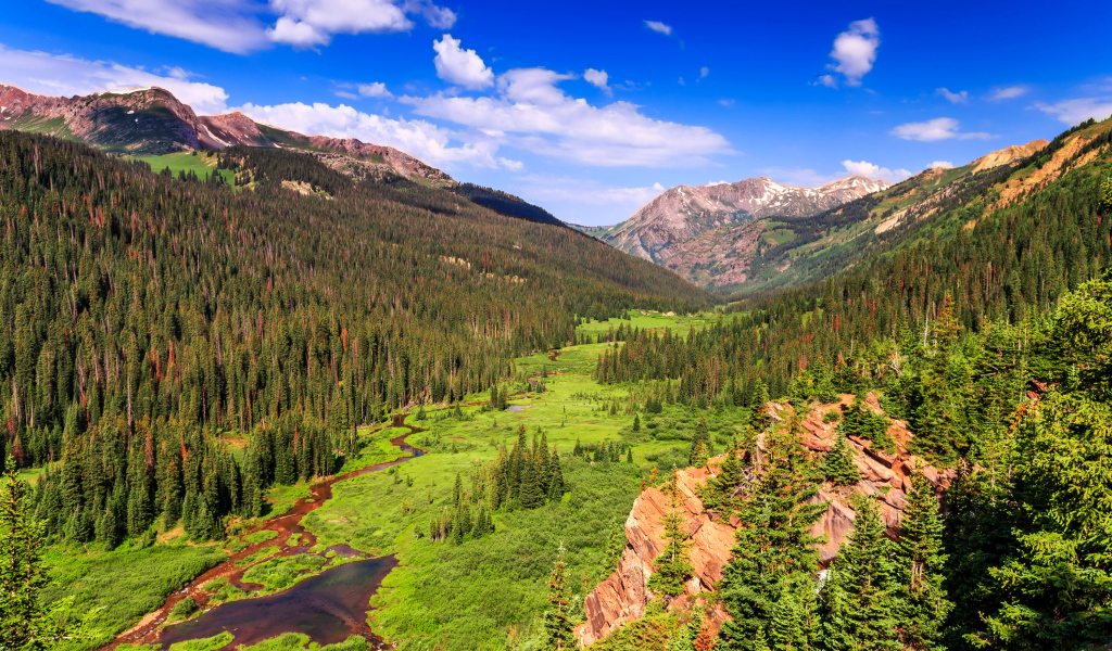 Живописный природный пейзаж под голубым небом 