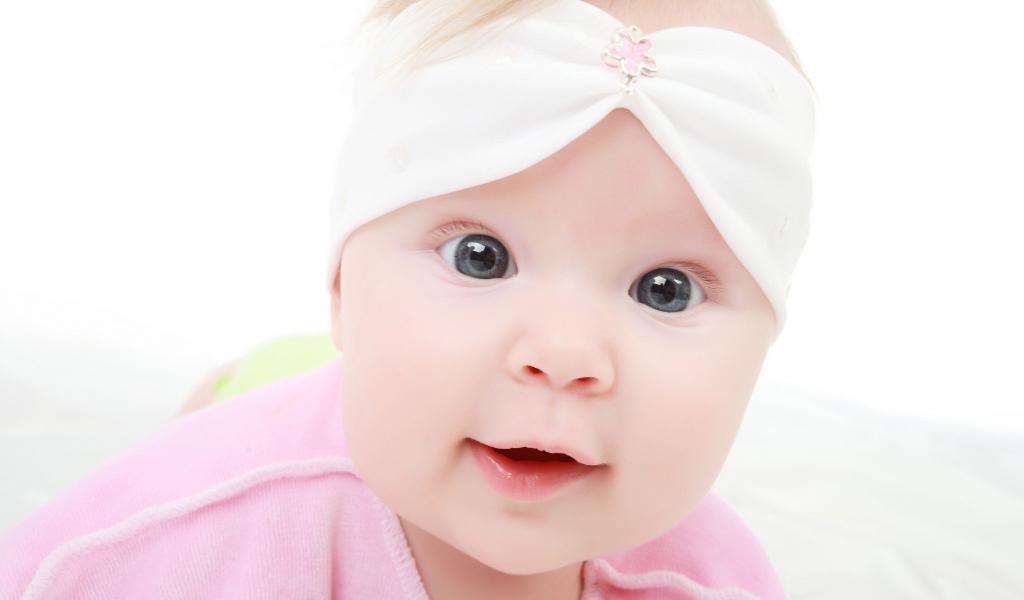 Маленькая милая девочка с большими голубыми глазами