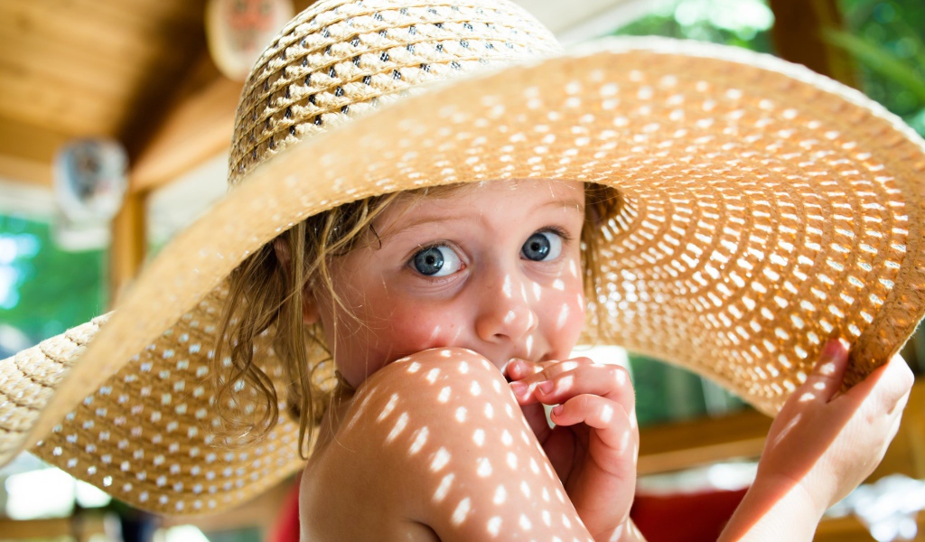 Маленькая девочка в большой соломенной шлапе