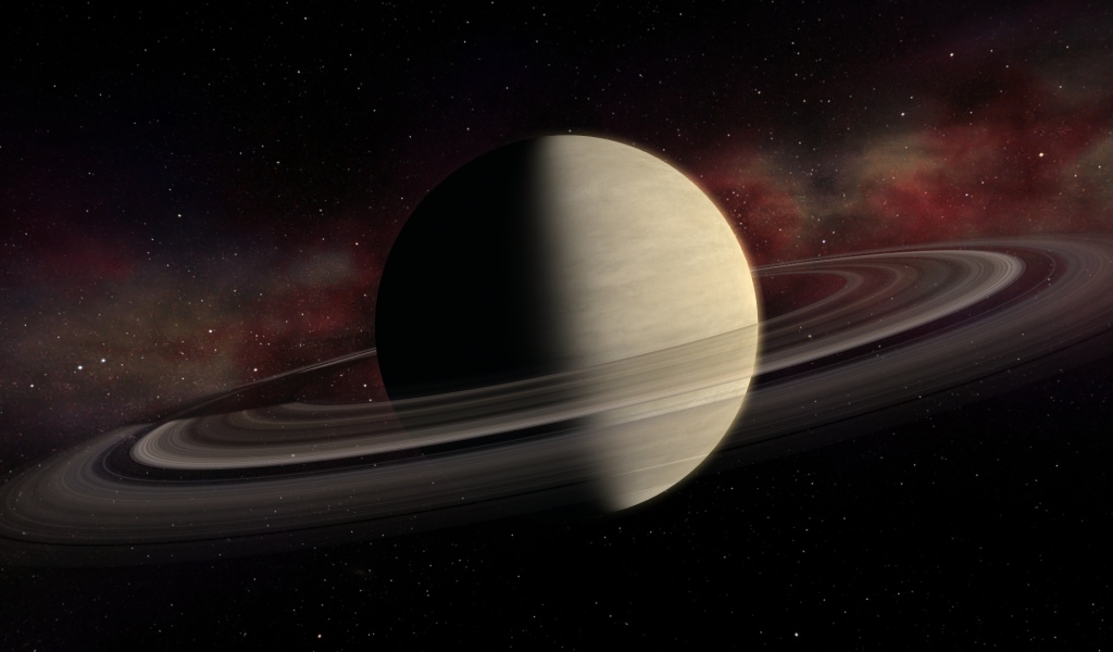 Большая планета Сатурн с кольцами 