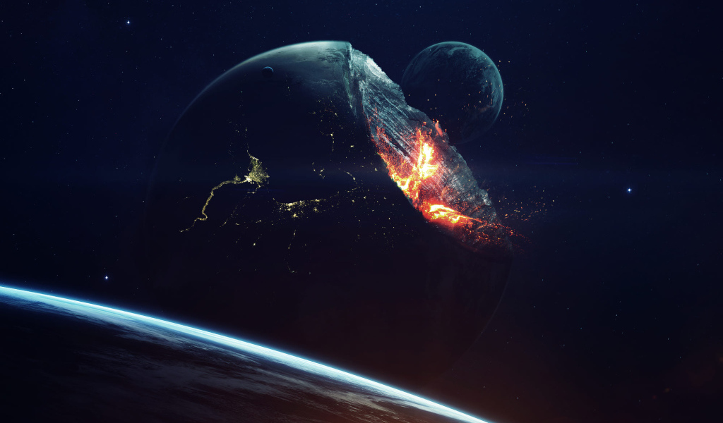 Извержение планеты земля  в космосе