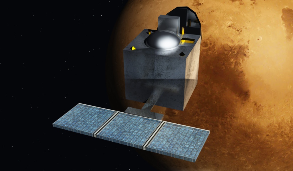 Индийский космический аппарат Mangalyaan на орбите Марса 
