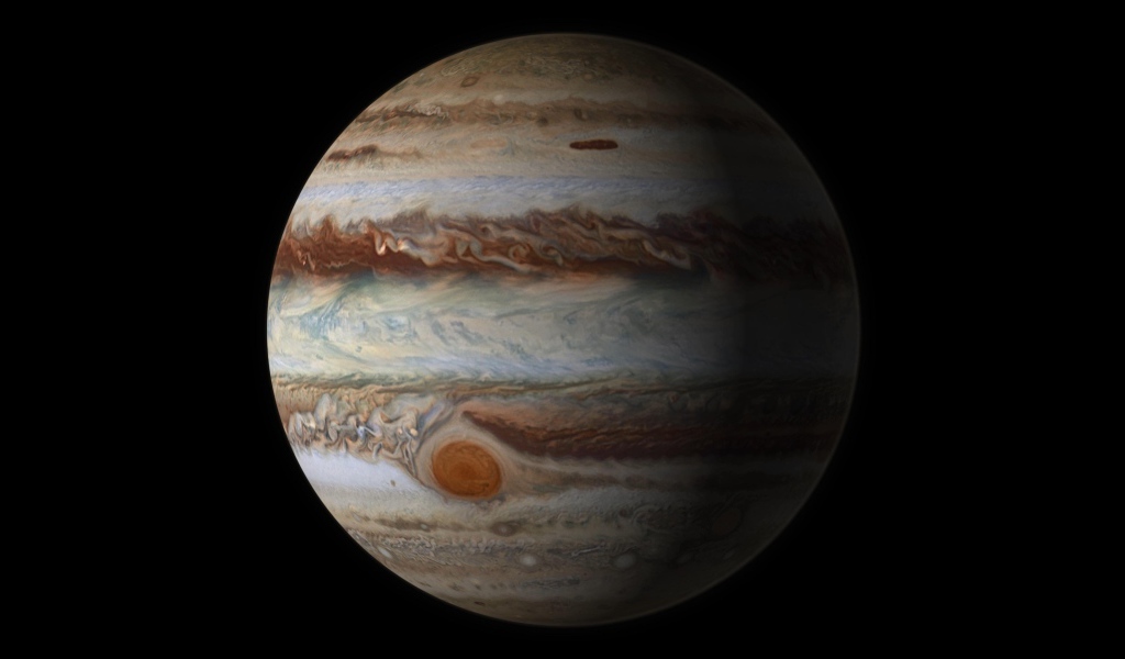 Планета Юпитер на черном фоне 