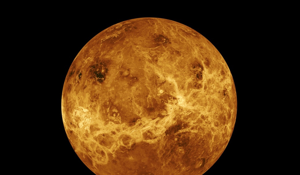 Планета Венера на черном фоне 