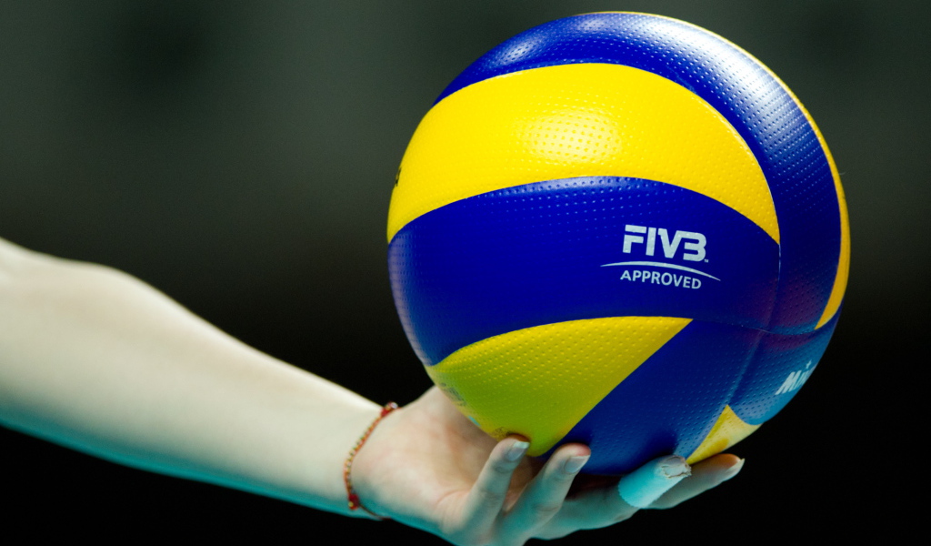 Волейбольный мяч на руке 