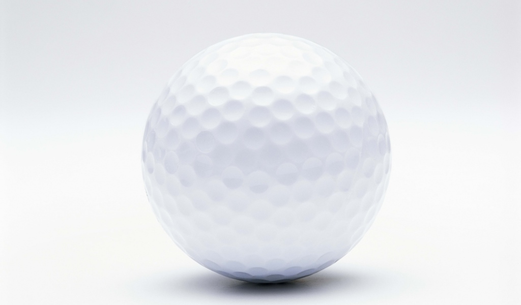 Белый мяч для гольфа на белом фоне крупным планом 