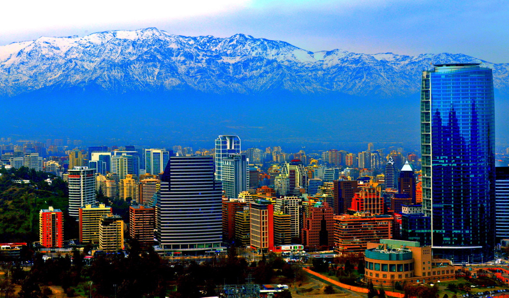 Панорама города Сантьяго, Чили 