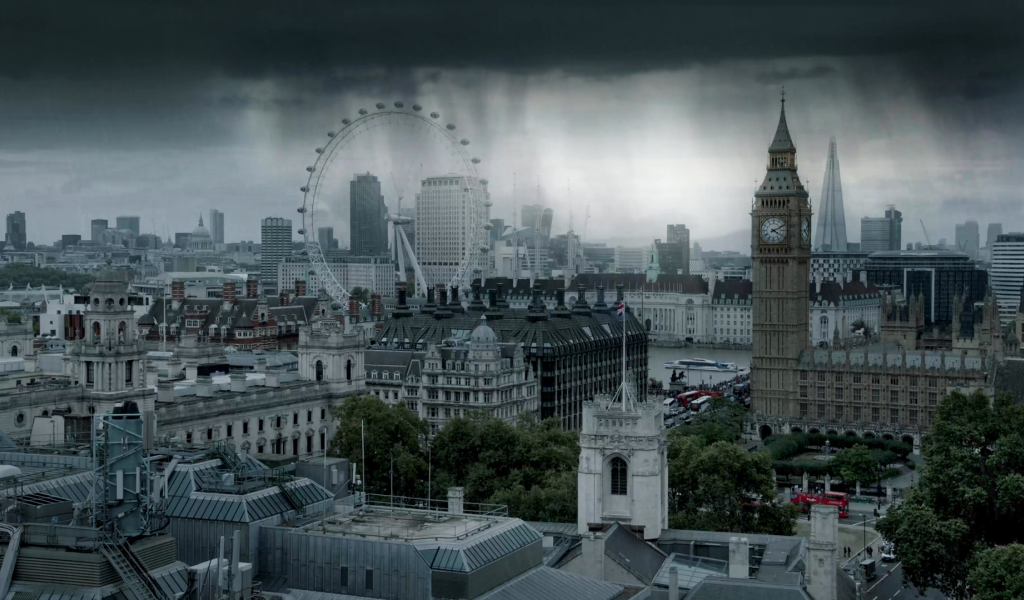 Дождь над городом Лондон, Великобритания 