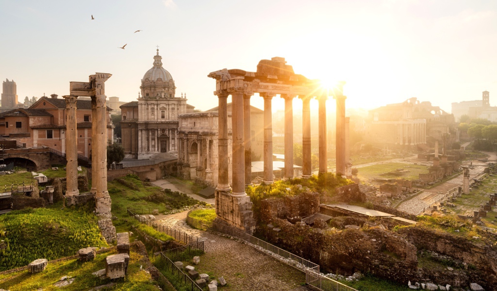 Roman Forum in the sun, Rome. Italy
