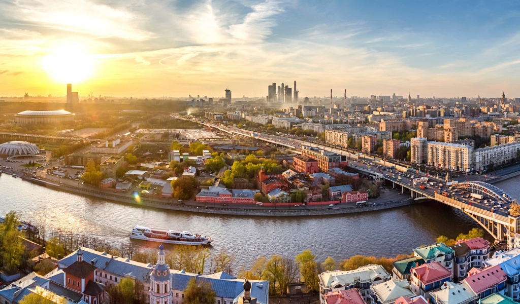 Панорама красивого города Москва, Россия  