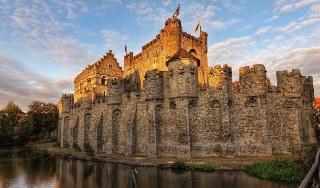 The ancient castle of the counts of Flanders, the city of Ghent. Belgium