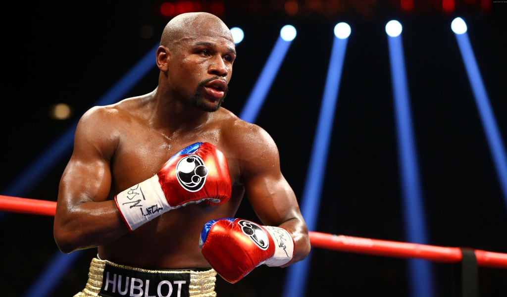 Famous boxer Floyd Mayweather in the ring