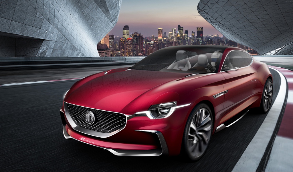 Бордовый электромобиль MG E-Motion, новинка 2020 года