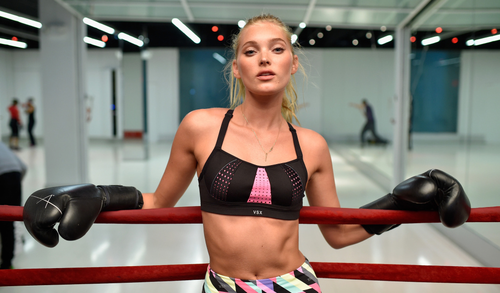 Sports girl in a boxing ring