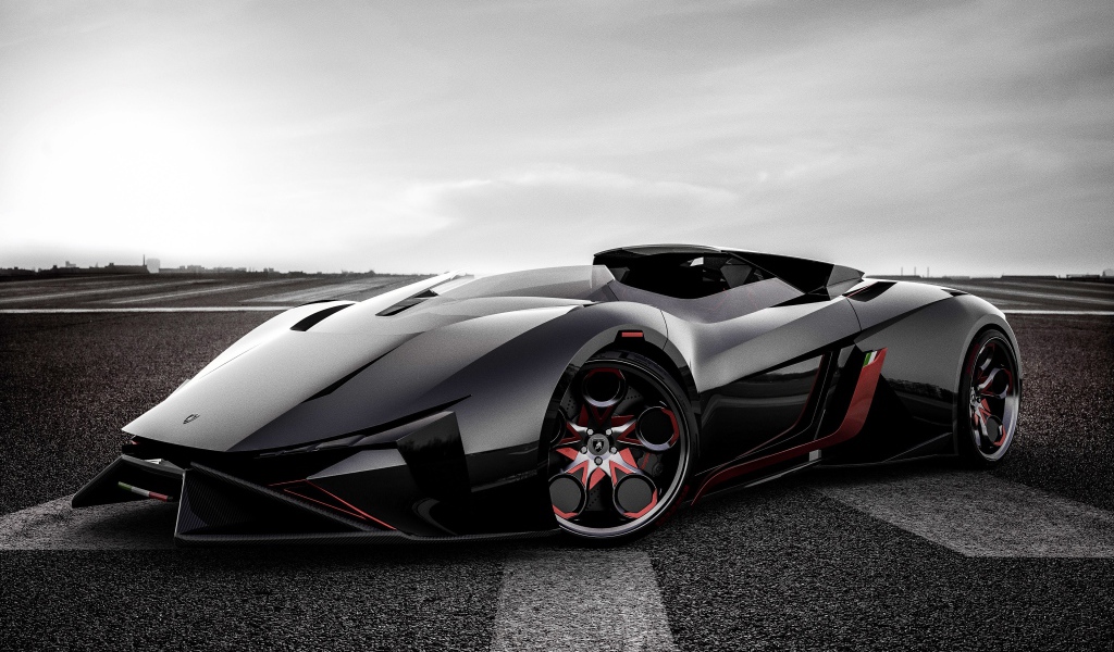 Стильный черный электромобиль Lamborghini Diamante