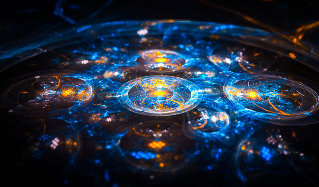 Красивый голубой с желтым фрактальный рисунок