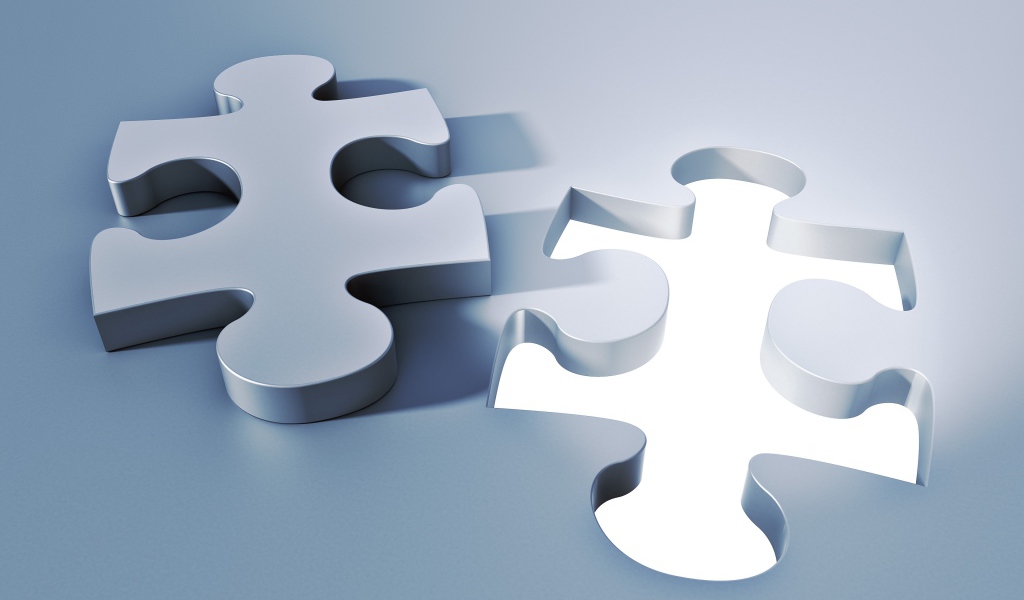 Большая серая фигура пазл 3д графика