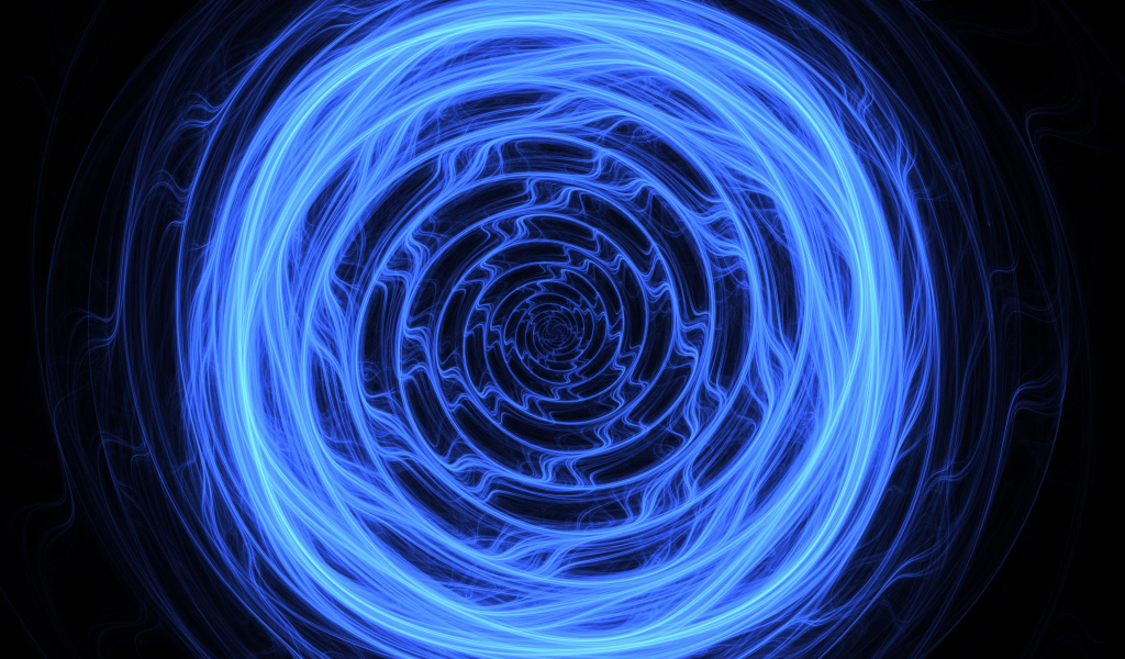 Голубая абстрактная спираль на черном фоне