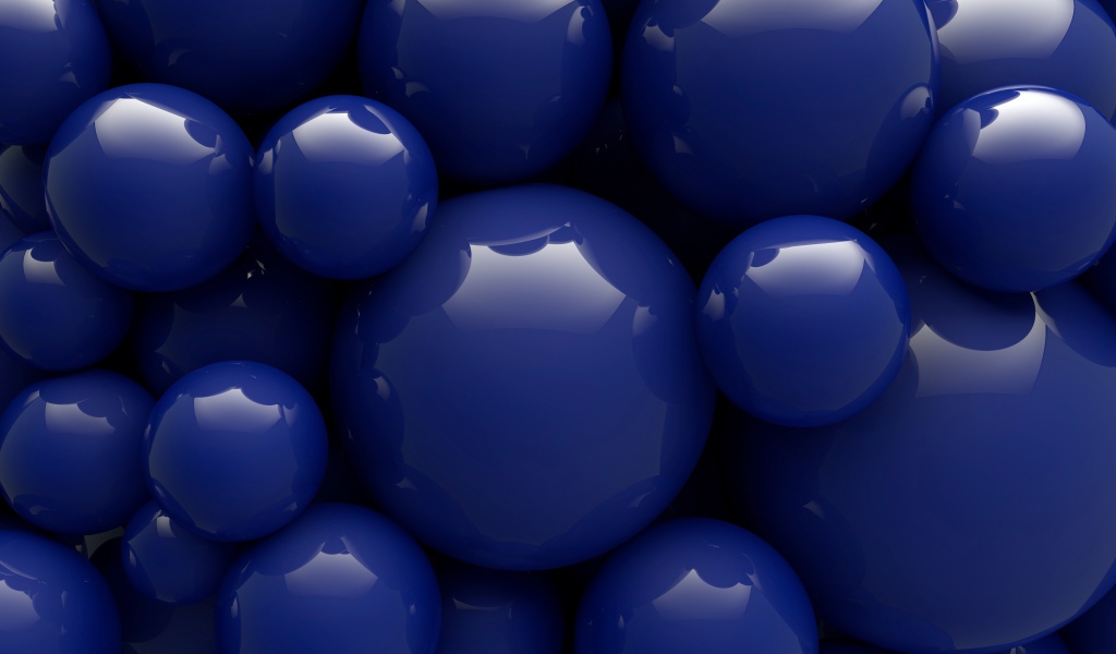 Синие шары разной формы 3д графика
