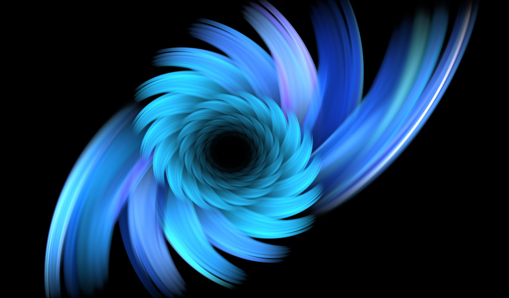 Голубой спиральный рисунок на черном фоне