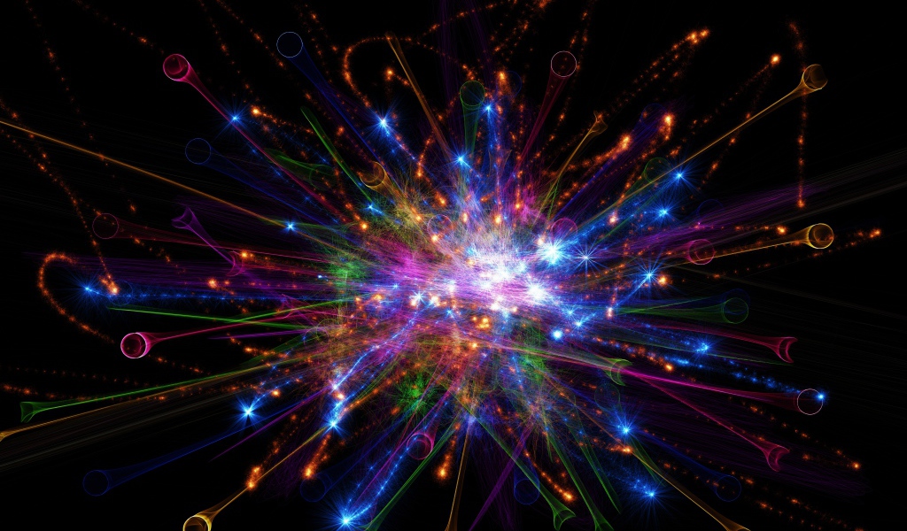 Яркие абстрактные лучи на черном фоне